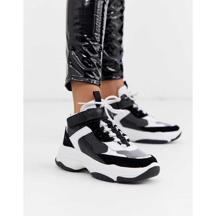 Calvin Klein Missie Hoge sneakers met dikke zool in zwart met wit