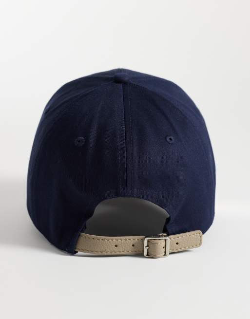 Calvin Klein mixed color block cap in dark blue and beige, 3 of 3