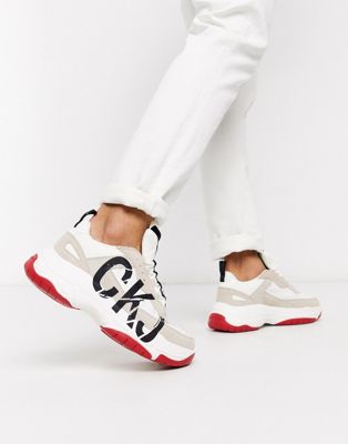 Calvin Klein - Mizar - Sneakers bianche e color cuoio-Multicolore