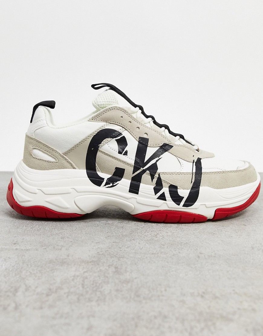 Calvin Klein - Mizar - Sneakers bianche e color cuoio-Bianco