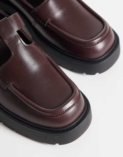 Calvin Klein - mocasines chunky de cuero marrón oscuro, 4 de 4