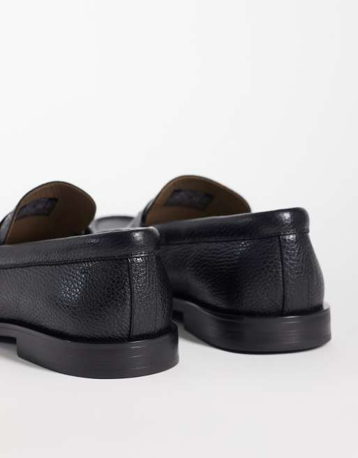 Calvin Klein mocassini essenziali in pelle con texture granulata neri, 4 di 4