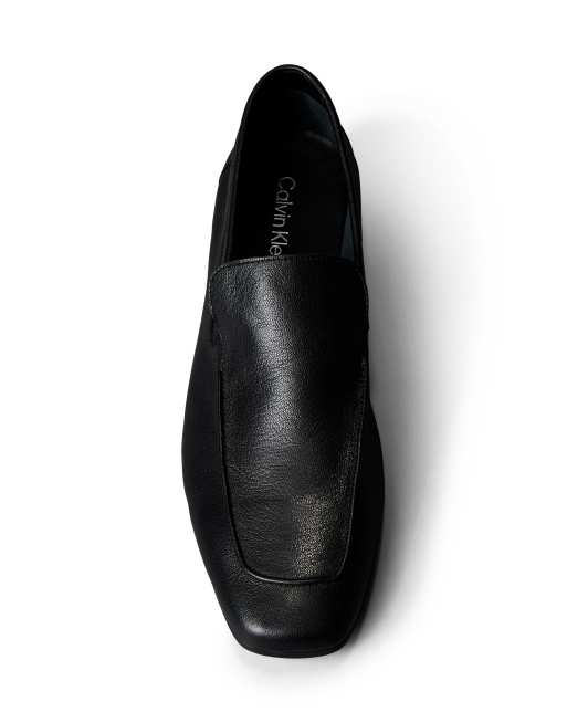 Calvin Klein - Mocassins en cuir à bout carré et liseré - Noir, 2 de 4