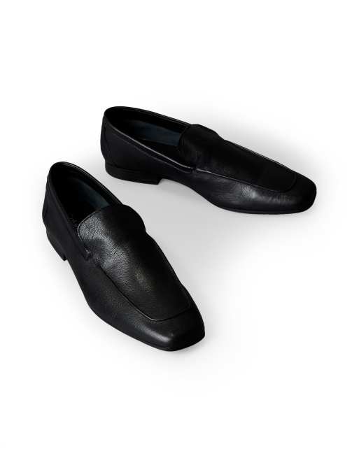 Calvin Klein - Mocassins en cuir à bout carré et liseré - Noir, 4 de 4