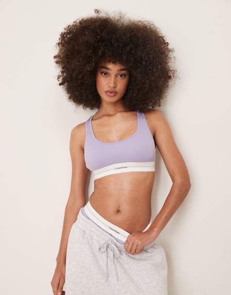 Calvin Klein modal rib bralet in lilac - view 1