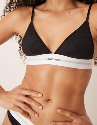Calvin Klein Modal Rib Unlined Triangle Bra In Black