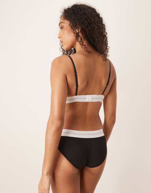 Calvin Klein modal rib unlined triangle bra in black, 3 of 4
