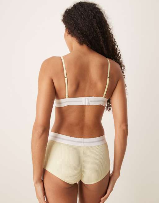 Calvin Klein modal rib unlined triangle bra in soft yellow, 4 of 4