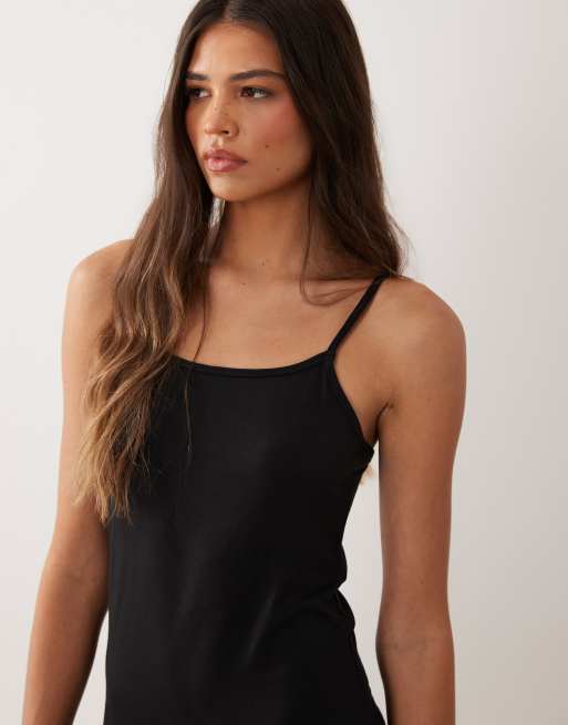 Calvin Klein modal strappy mini dress in black, 3 of 4