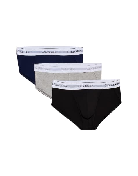 Calvin Klein Modern Air active 3 pack sport briefs in black/navy/grey - view 1