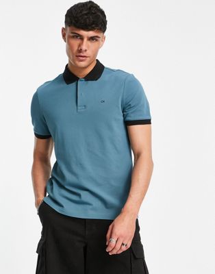 Calvin Klein modern blocking polo shirt in blue