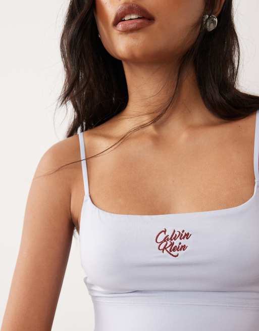 Calvin Klein - Modern - Bralette met logopatch in lichtblauw en bordeauxrood, 3 van 4
