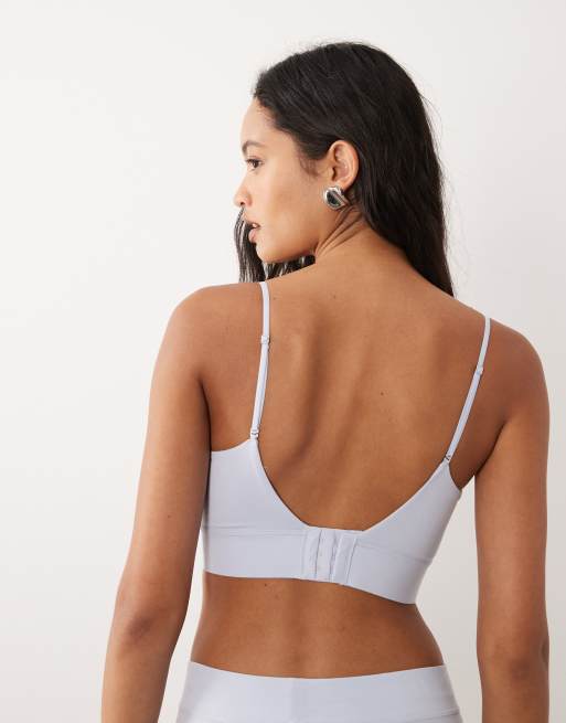 Calvin Klein - Modern - Bralette met logopatch in lichtblauw en bordeauxrood, 4 van 4