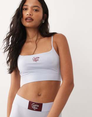 Modern - Brassière avec écusson à logo - Bleu pâle et bordeaux-Gris S