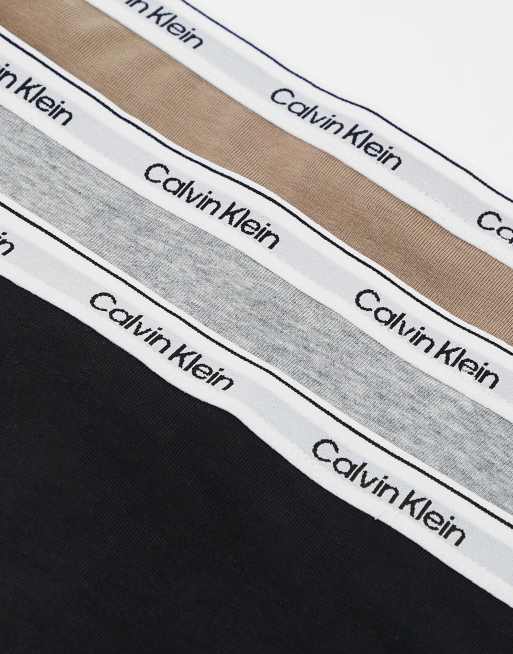 Calvin Klein - Modern - Confezione da 3 perizomi color cuoio/grigio/nero con logo, 3 di 3