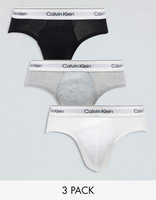 Calvin Klein Calvin Klein Modern Cotton 3 pack hip brief in black/grey/white-Multi