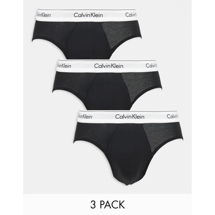 Calvin Klein Modern Cotton 3-pack stretch briefs in black