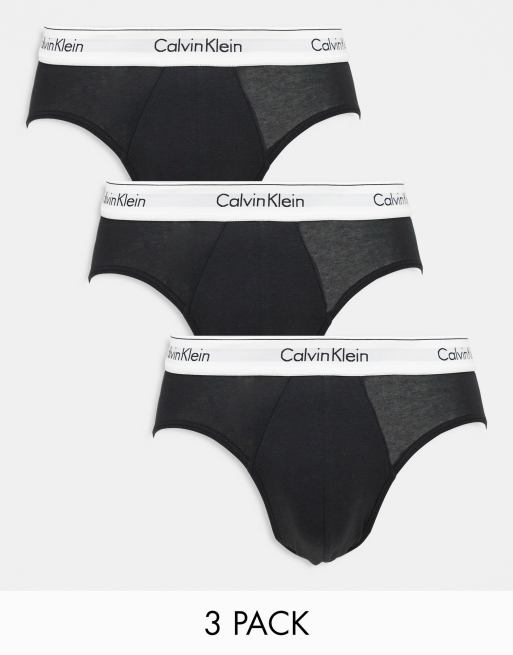 Calvin Klein Modern Cotton 3-pack stretch briefs in black