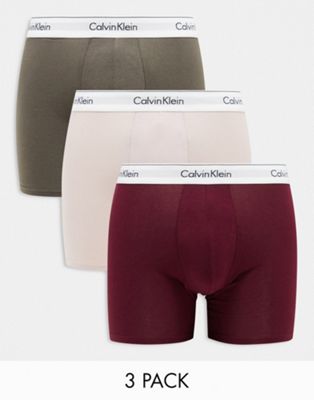 Calvin Klein Modern Cotton 3-pack Stretch Trunks In Multi