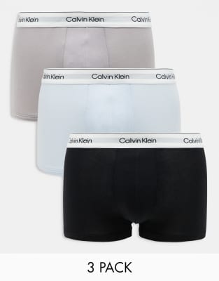 Calvin Klein Modern Cotton 3 pack trunk in black/white/neutral-Multi