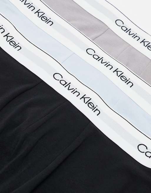 Calvin Klein Modern Cotton 3 pack trunk in black/white/neutral, 2 of 3