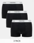 [Calvin Klein] Calvin Klein Modern Cotton 3 pack trunks in black XS BLACK