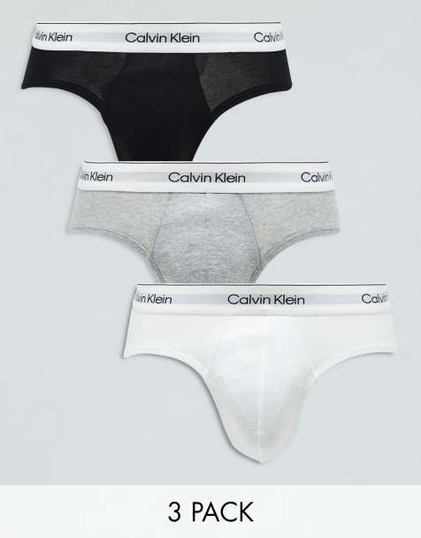 Calvin Klein – Modern Cotton – 3er-Pack hüfthohe Slips in Schwarz/Grau/Weiß - view 1