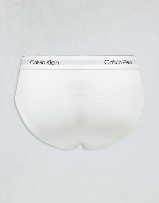 Calvin Klein – Modern Cotton – 3er-Pack hüfthohe Slips in Schwarz/Grau/Weiß, 3 von 3