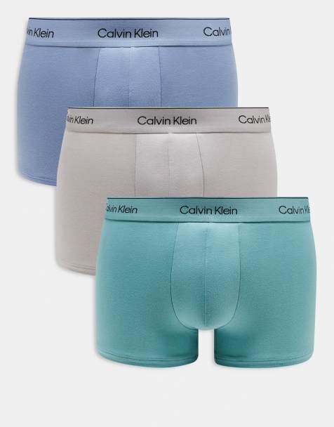 Calvin Klein – Modern Cotton – Beige/blå/gröna trunks, 3-pack - view 1