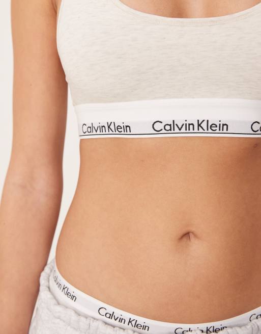 Calvin Klein - Modern Cotton - Beige uforet bralette med racerryg og logobånd, 2 af 4