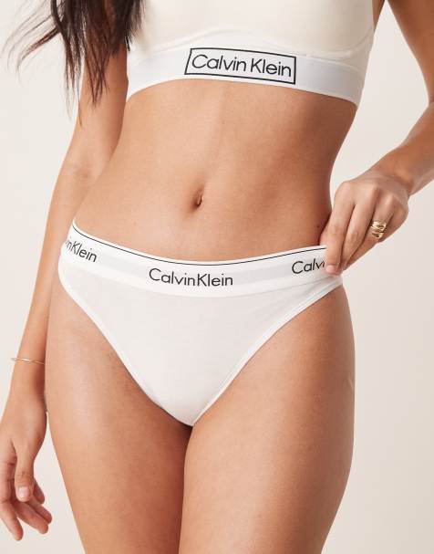 Calvin Klein Modern Cotton high leg tanga in white