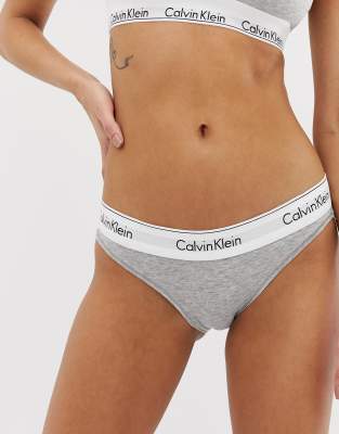 Calvin Klein Standard One Cotton Thong Panty In Grey Heather In Gray
