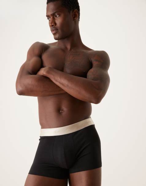 Calvin Klein - Modern Cotton - Boxer aderenti in cotone color nero con fascia in vita dorata - view 1