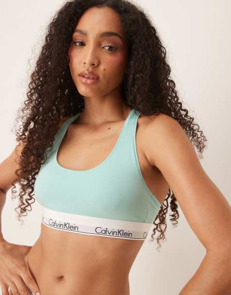 Calvin Klein modern cotton bralet in mint blue - view 1