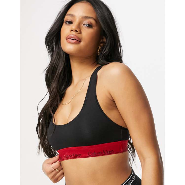 Calvin Klein Modern Cotton Unlined racer back Bralette logo band Black -  $18 (40% Off Retail) - From roya