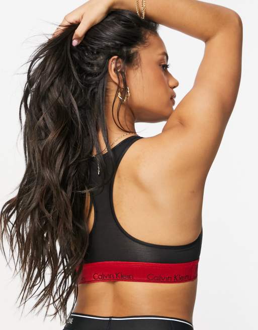 Calvin Klein Modern Cotton bralette with red metallic logo