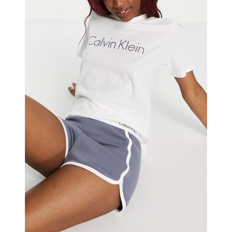 Donna  Calvin Klein Modern Cotton - Completo da casa con T-Shirt e pantaloncini, colore grigio e bianco