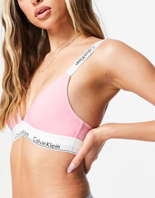 Calvin Klein Modern Cotton cross strap unlined triangle bralet in rose