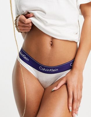 Femme Calvin Klein - Modern Cotton - Culotte coupe bikini - Blanc cassé et bleu