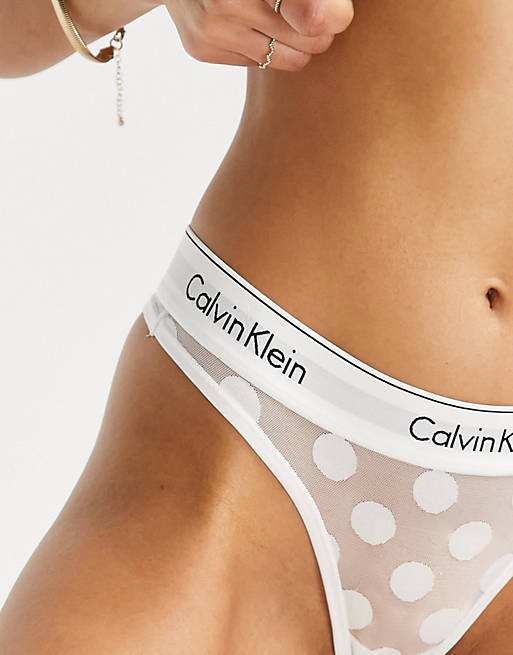 Calvin Klein Modern Cotton Dot thong in white | ASOS