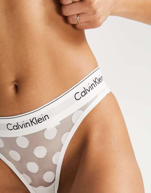 Calvin Klein Modern Cotton Dot thong in white