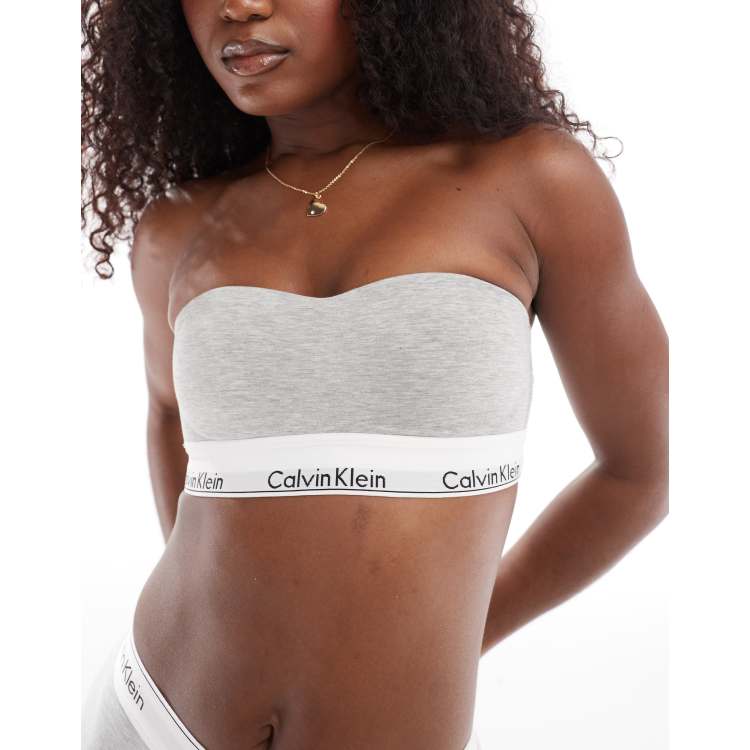 Clothing Calvin Klein Crop Top Grey Calvin Klein Modern Cotton