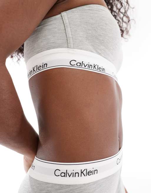 Calvin Klein modern cotton fashion lightly lined bandeau bralette in gray