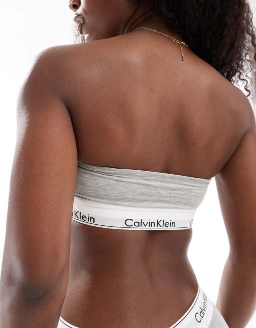 Calvin Klein modern cotton fashion lightly lined bandeau bralette in gray ASOS