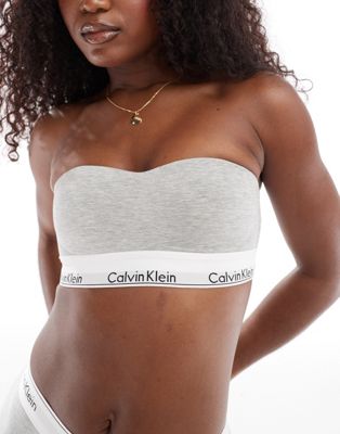 Calvin Klein modern cotton fashion lightly lined bandeau bralette in grey