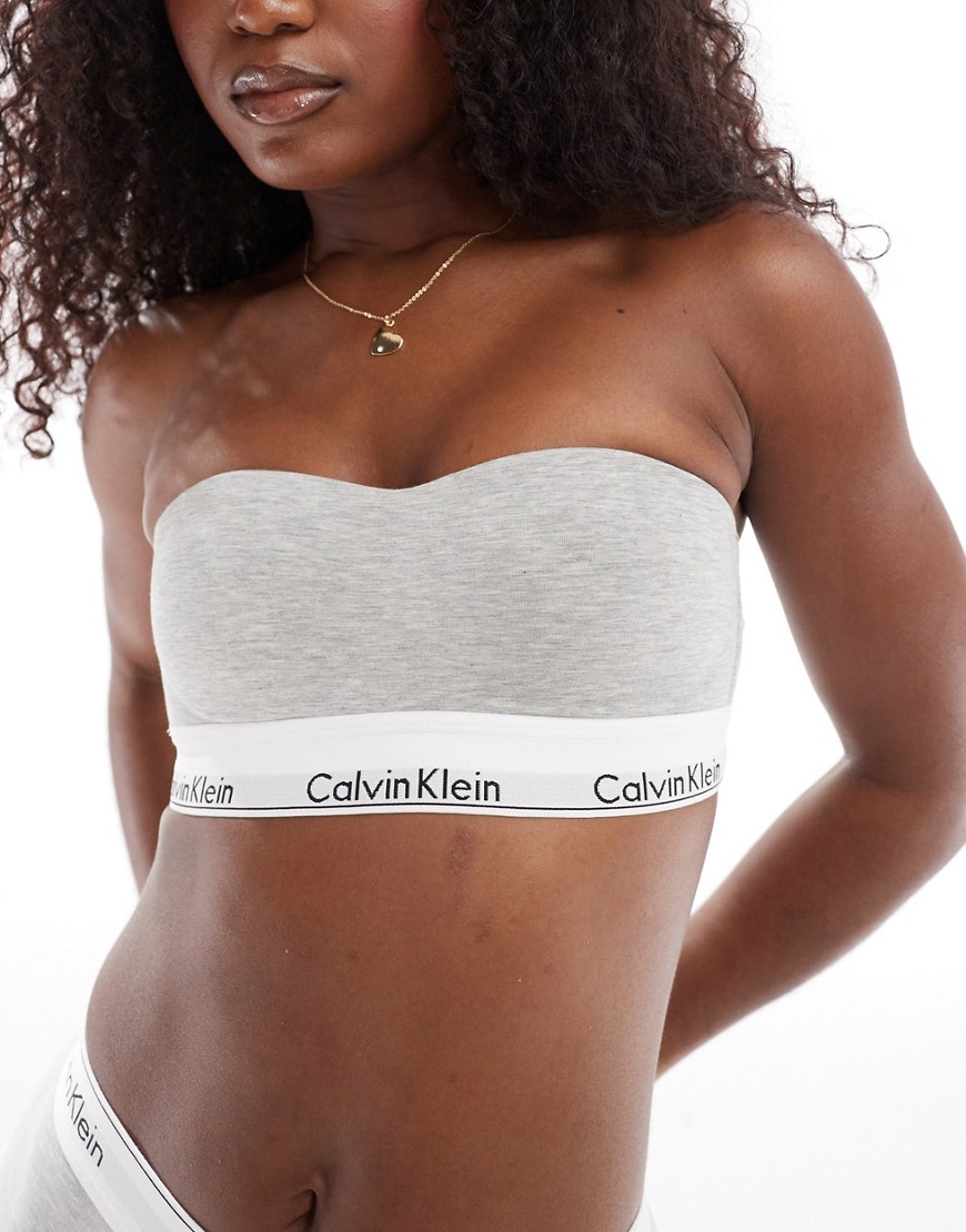 Calvin Klein modern cotton fashion lightly lined bandeau bralette in grey