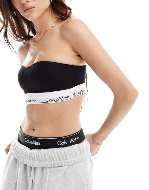 Calvin Klein modern cotton fashion lightly lined bandeau in black - view 1