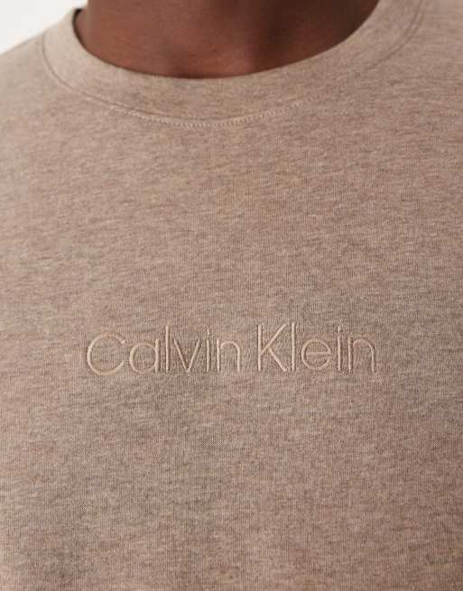 Calvin Klein - Modern Cotton - Felpa da casa color beige mélange, 3 di 4