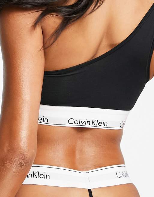 Calvin Klein Modern Cotton high leg string thong in black