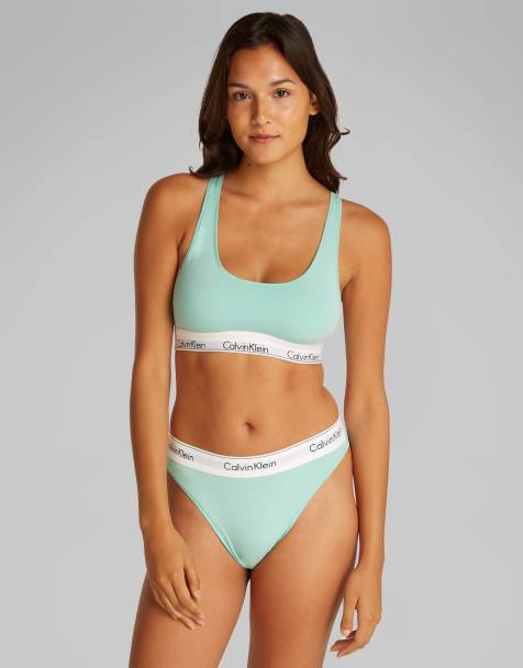 Calvin Klein Modern Cotton high leg tanga in mint blue - view 1